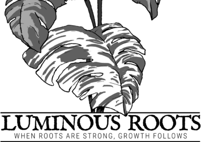 Black and White Luminous Roots Logo